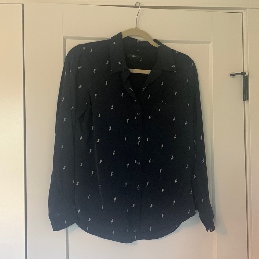 Navy blue silk top
